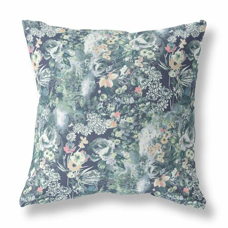 HOMEROOTS 18 in. Springtime Indoor & Outdoor Throw Pillow Muted Green Grey & Indigo 414528